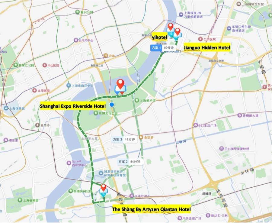 Map showing location of venue and hotels